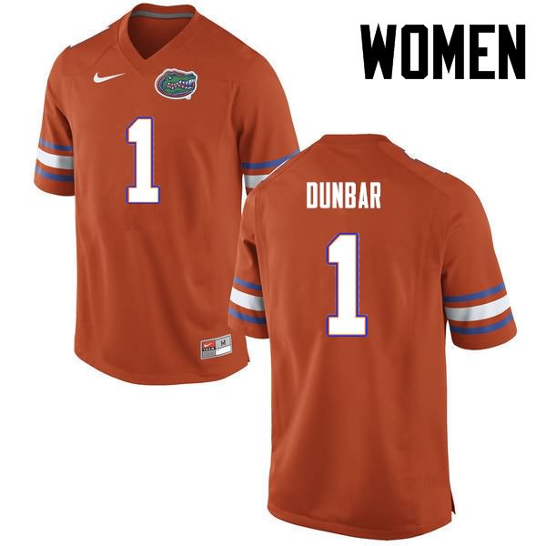 Women's NCAA Florida Gators Quinton Dunbar #1 Stitched Authentic Nike Orange College Football Jersey OBU4165BB